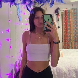 white crop tank size small.